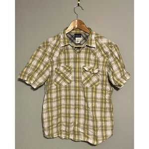 Patagonia Mens Three Trees Shirt Medium Yellow Plaid Organic Cotton Button Up